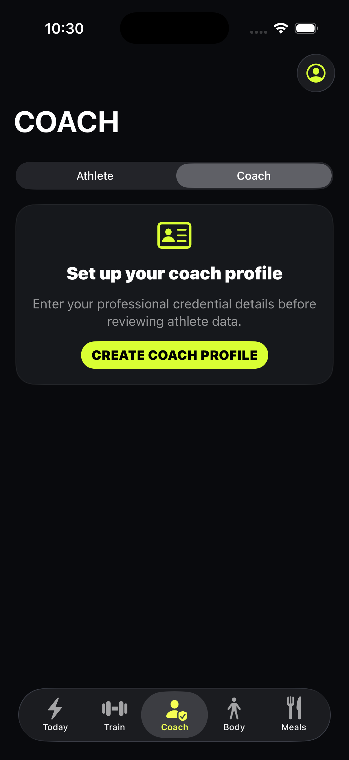 IronLog human coach workspace